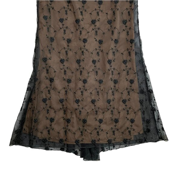 Lucy Agnes Silk Embroidered Sheer Strapless Gown Black M Vampire Witchy Romantic - Picture 5 of 11